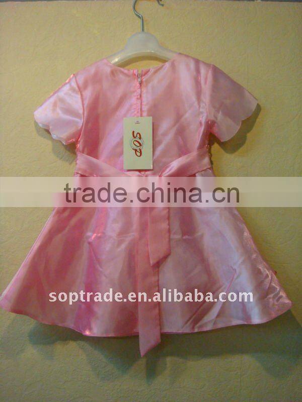 Hot sale short sleeve baby girls flower girl dresses