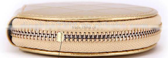 High quality wallet round shape zipper coin purse leather wallet with chain