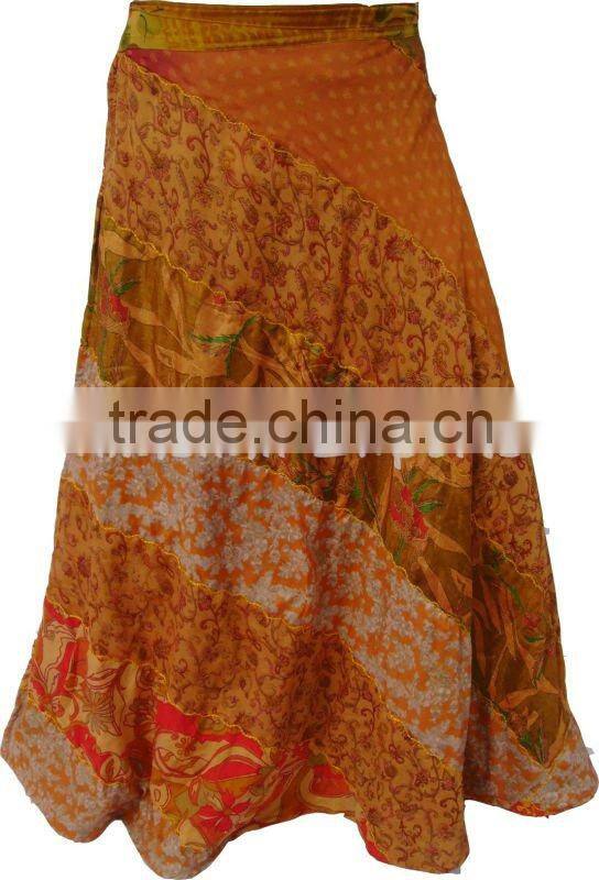 2112 Yellow skirts Silk skirt Vinatge Sari Patch Skirt Falds silk magic skirts Vintage Saree Silk Dress saree sari Silk Skirts