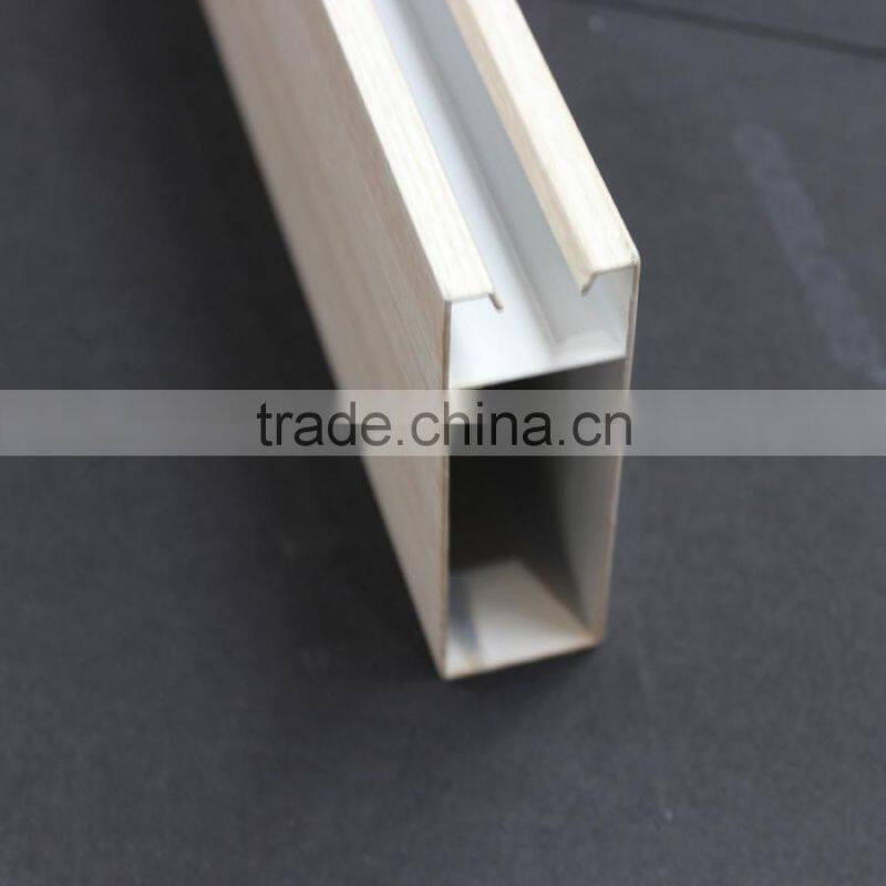 Wood Grain Aluminum Lath Ceiling Metal Suspend Linear Ceiling Square Tube Screen Ceiling tiles