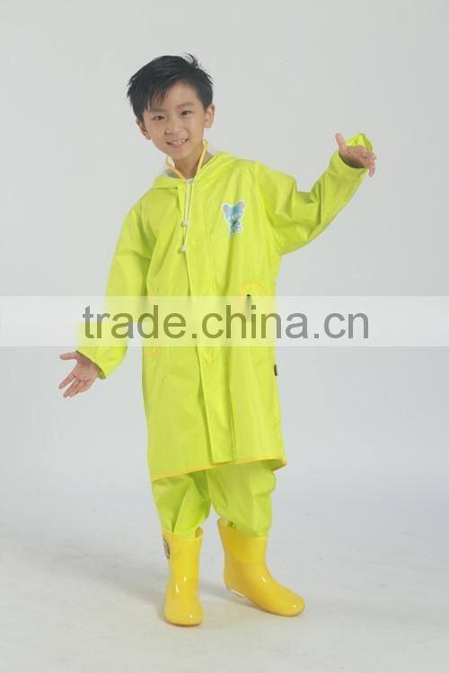 school kids use school bag raincoat