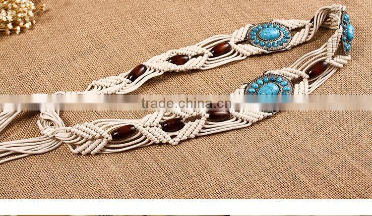 Latest 2015 fashion bead braid fabric belt