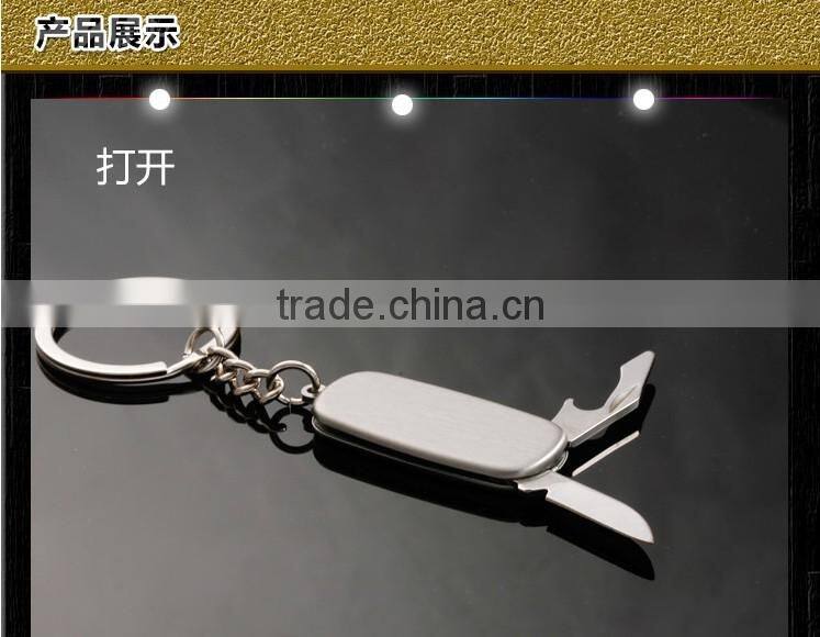 Creative Multifunction Folding metal Keychain,bottle opener keychain