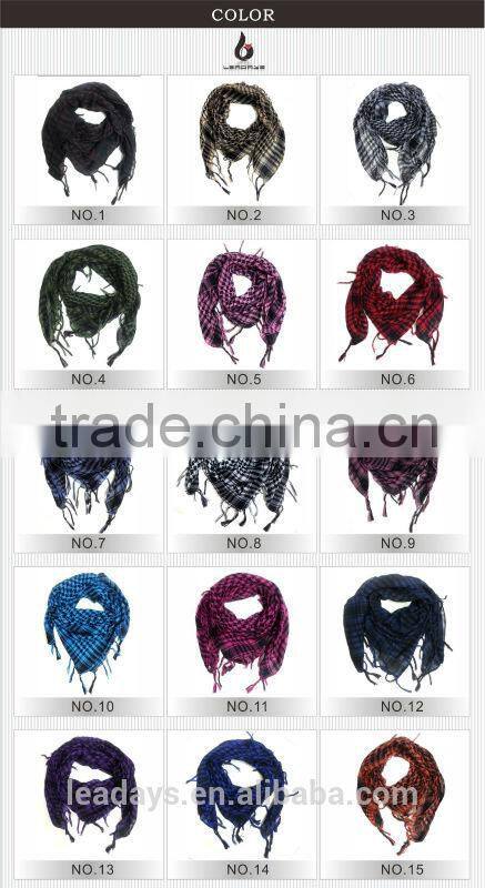 Plaid tassel polyester square palestine scarf