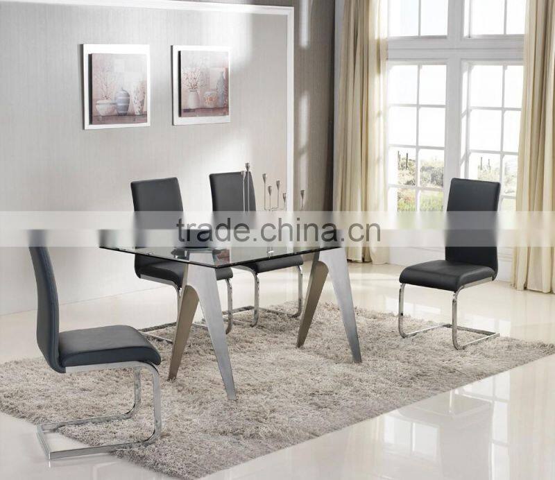 Stainless Steel Base with Glass Dining Table A301A#