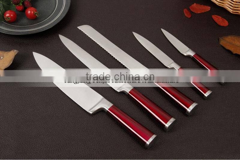 5-pcs Pearlized Apple Red Stainless Steel Hollow Handle Bread Knife Set