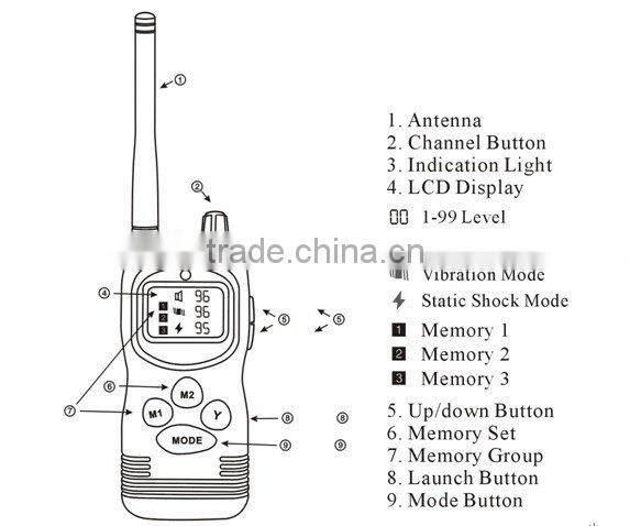 100 level with lcd display multi-dog training system for 1 dog-1000M