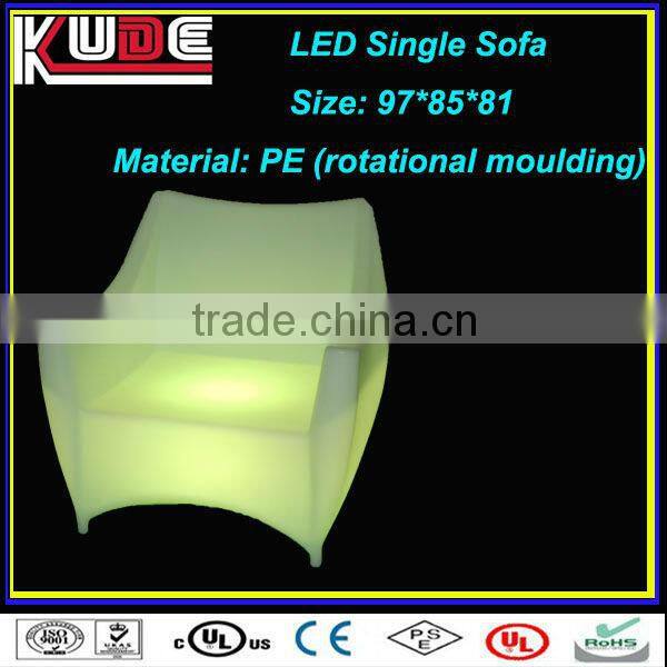 2013 Hot sale LED illuminated Furniture single one seat cushion Sofa