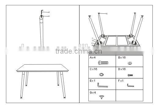 Wholesale MDF table with wood legs dining table