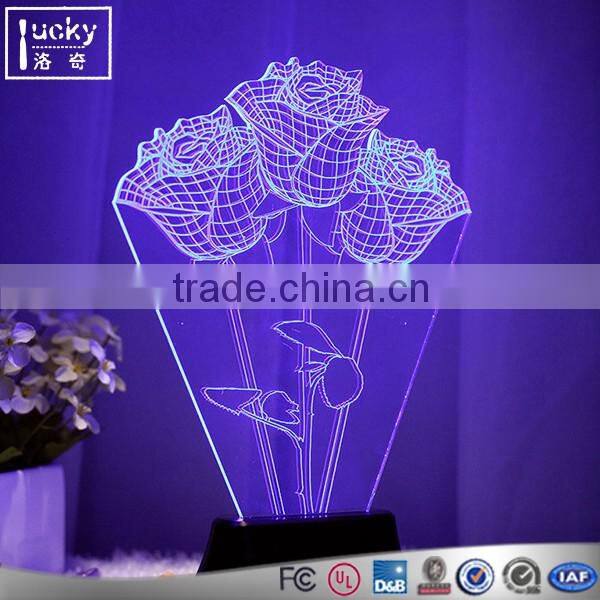 Factory custom colorful led night light with 3d fash function