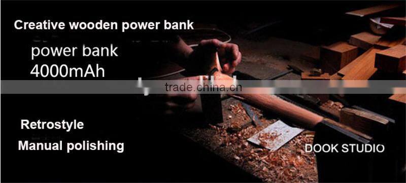 Innovative electronic products power bank 4000 mah wood 4000 power bank
