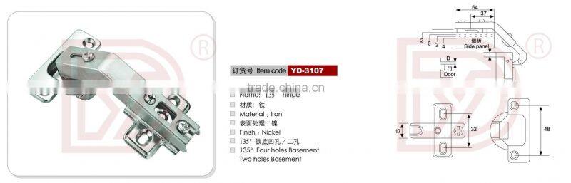 YD-3107 135 degree hinge/furniture hinge for cabinet door