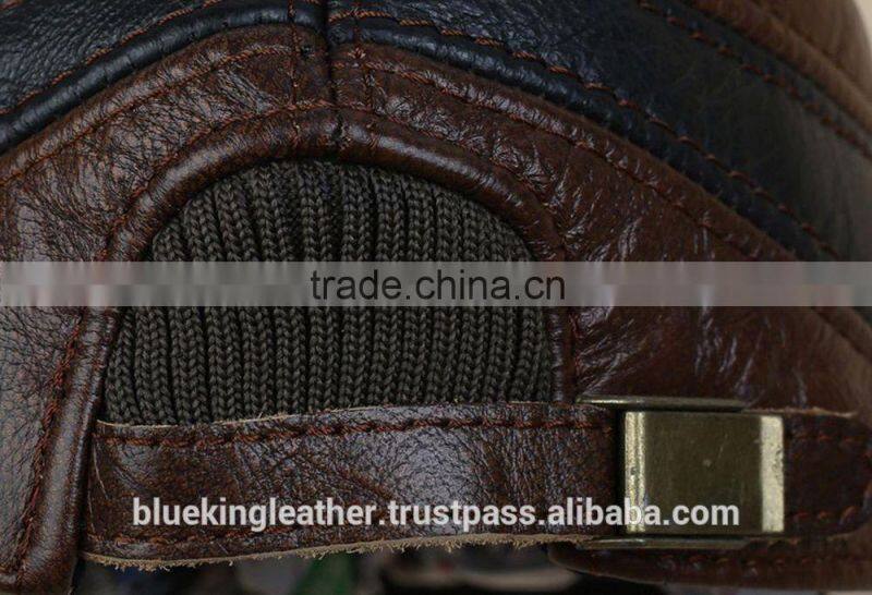 New Men's Real Cowhide Leather Vintage Sunbonnet Baseball Beret Cap Hunting Hat