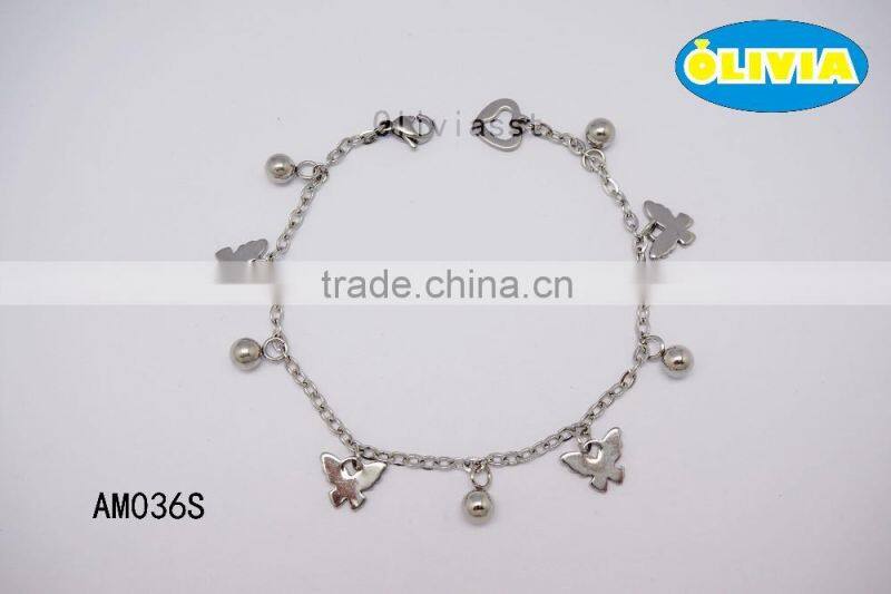 Olivia Jewelry Hot Sale Fashion Stainless Steel Gold Design butterfly jewelry Anklets