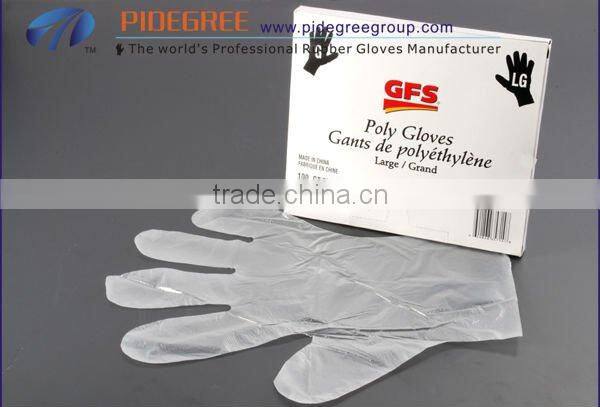 Disposable HDPE/LDPE/CPE protective PE gloves for food
