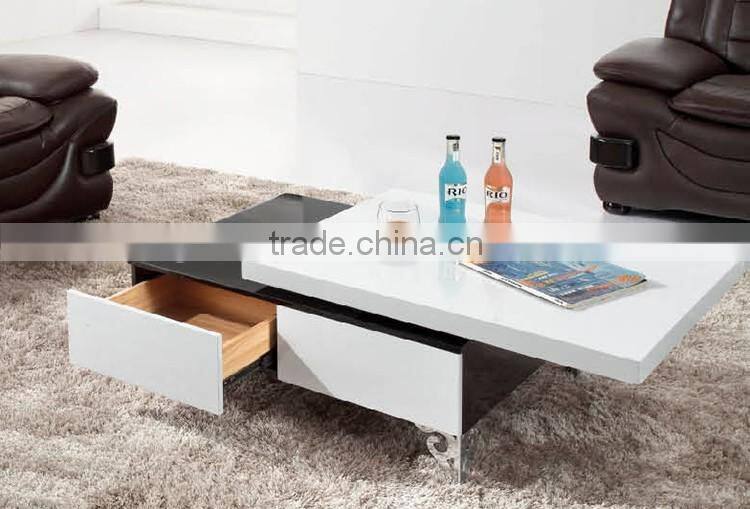 functional wood center table extra long coffee table with drawers