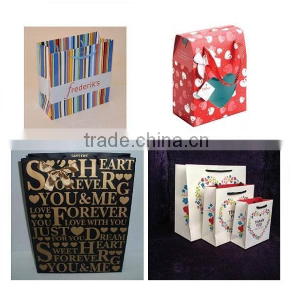 Factory made shopping paper bag with logo print & custom paper bag with nylon handle