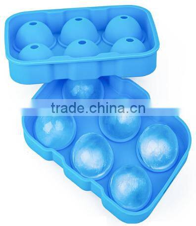 6 Holes Silicone Ice Ball Mold Silicone Ice Tray Ball Shape With Lid