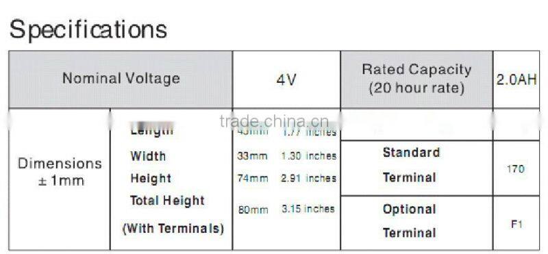 sla 4v2ah rechargeable battery