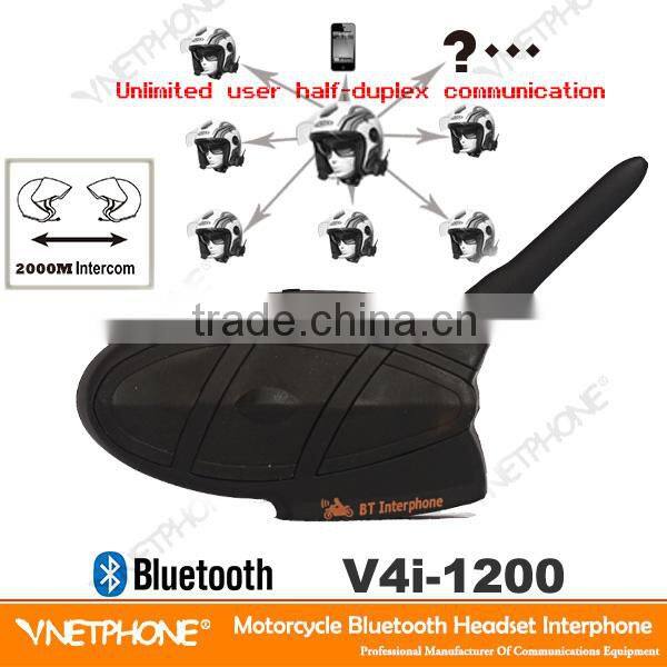 Helmet bluetooth walkie talkie bluetooth adapter for 4 riders