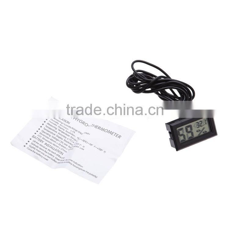 Fast response mini digital lcd thermometer hygrometer with cable