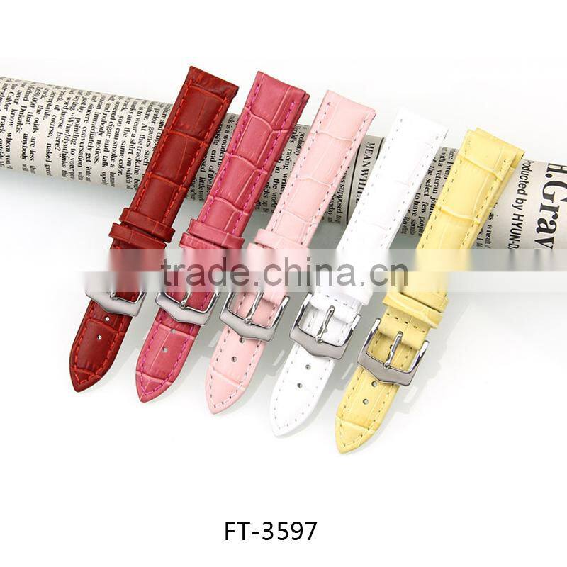 Various Colors Fake Leather Girls Watchband 18mm