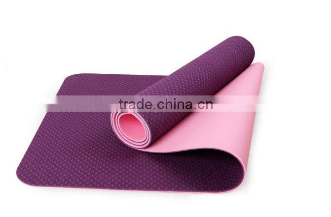 High Quality ECO-Friendly 6mm TPE Yoga Mat Indoor Fitness Equipments 2 Colors Yoga Mat