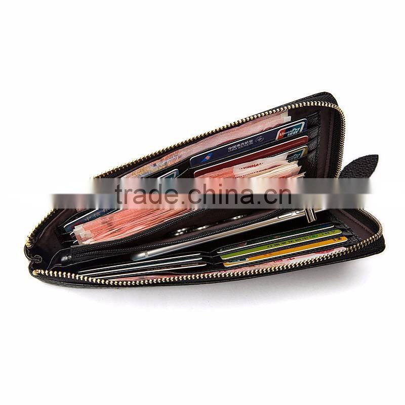 Boshiho new design Lichee Genuine Leather men's wallet long wallet clutch