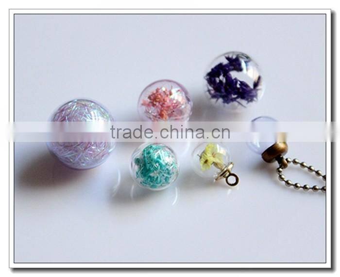 16mm18mm... hand blown Mini Large Medium cover crystal and cap, Hollow terrarium necklace pendants christmas clear glass ball