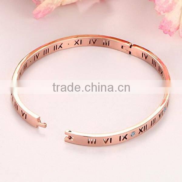 Stainless Steel Jewelry Rhinestone Roman Numerals Bracelet