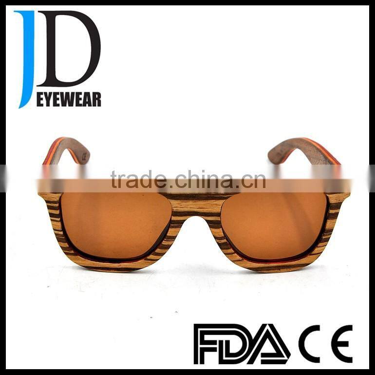 Latest Fashion Flat Top Zebra Wood Frames Stylish Girls Wooden Sunglasses
