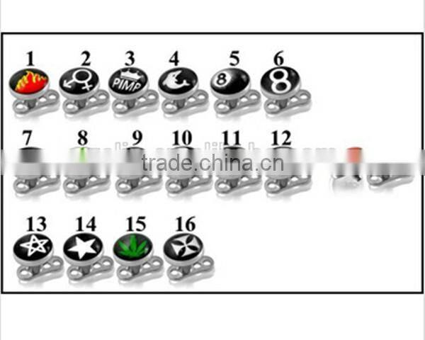 Steel logo top dermal anchors body piercing