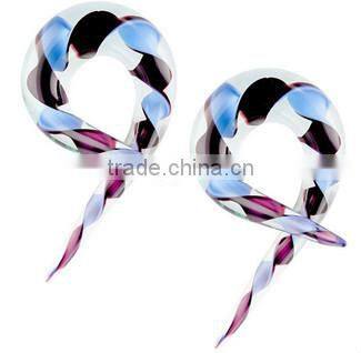 Blue &Black Glass Twist Hanger Plug Body Jewelry