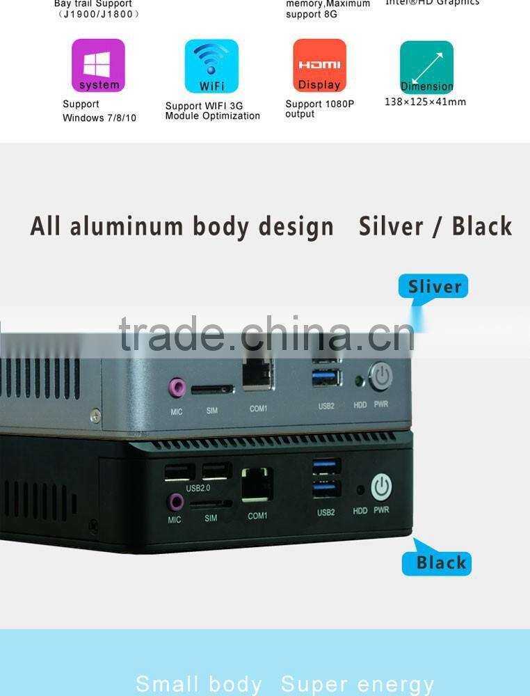 Factory hot selling smallest intel nuc nano industrial computer nic support mini full hd 1080p media player