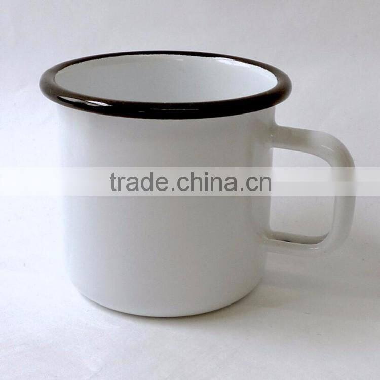 Europe Popular 350ml custom enamel cappuccino mug camping enamel mug stock wholesales