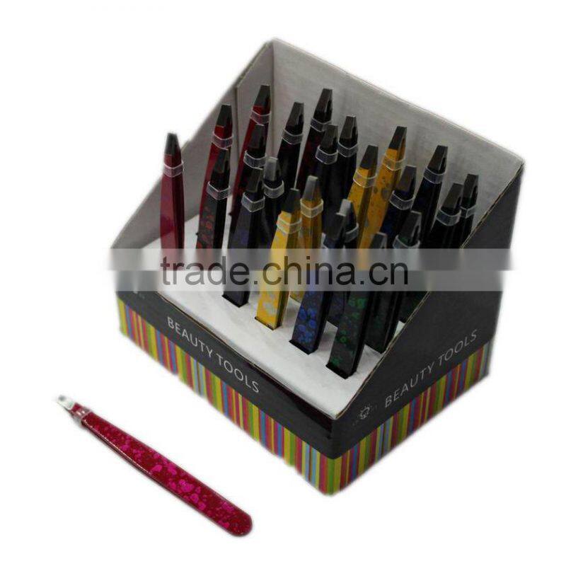 High end package eyebrow tweezers in plastic case