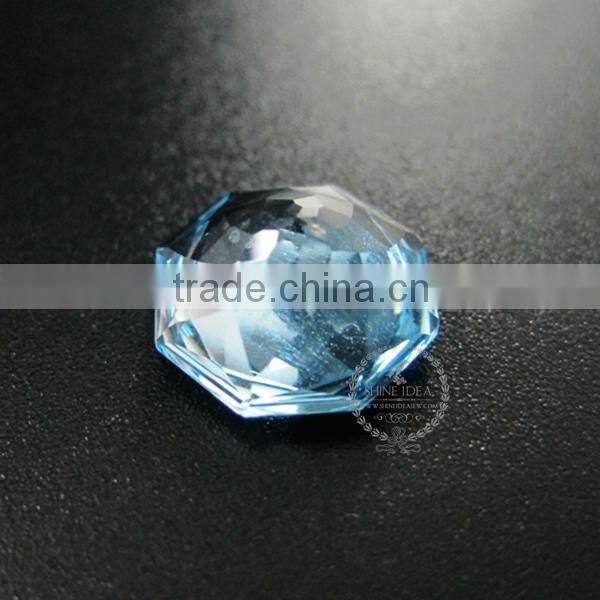 12MM polygon shape fancy faceted cut natural sky blue topaz semi precious loose stone gemstone DIY ring earring cabochon 4160002