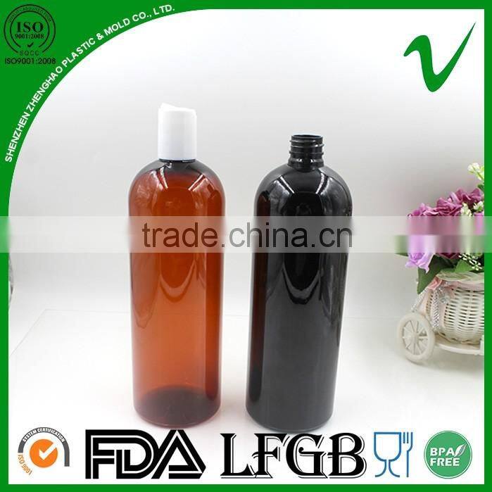 PET customized empty boston round plastic shampoo bottle with pump