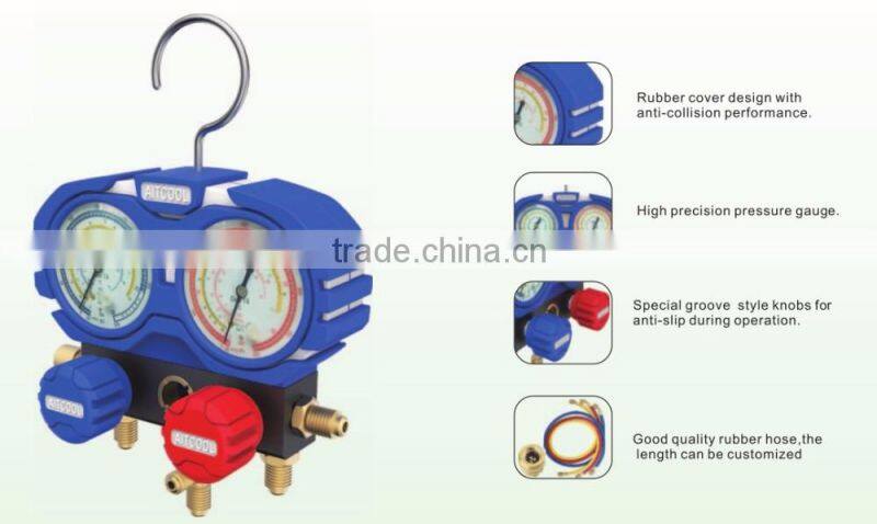 Red and Blue Painted Steel Manifold set Refrigeration Pressure Gauge for R134a
