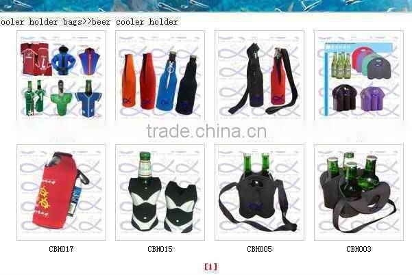 Custom logo two pack neoprene beer bottle holder with strap