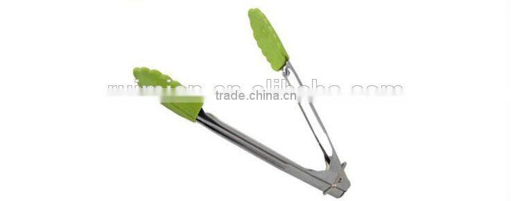 Durable Promotional BBQ Kitchen Gadget Silicone Gripper Tongs green nylon+stainless steel tongs