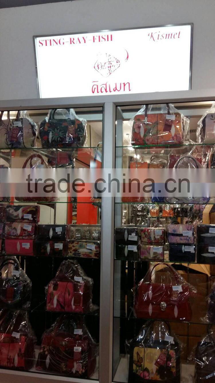 LADIES LONG PURSE, TOP HANDLE CLUTCH WITH ADJUSTABLE SHOULDER STRAP, HIGH QUALITY STINGRAY LONG WALLETS