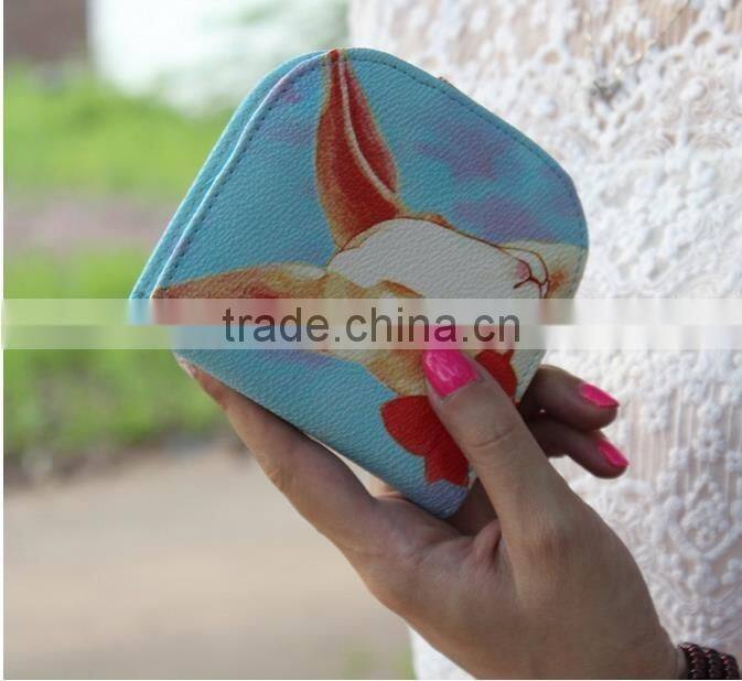 2016 3D Animal Wallet Holders Zipper PU Leather Money Wallet Short Small Wallet Purse (XJWP1625)