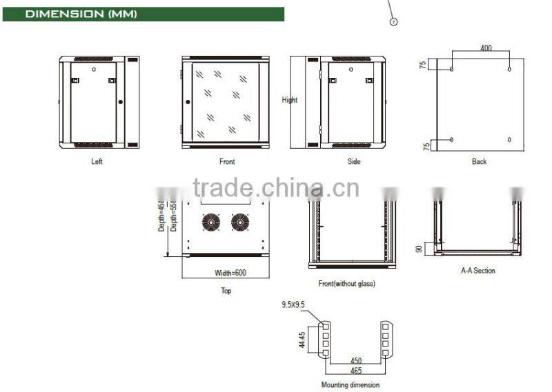 Server 9u network cabinet