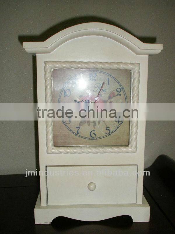 Home Decorative Wooden Table Clock with Drawer
