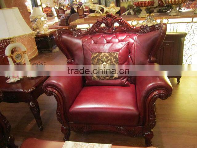 Comfortable Sitting Room Genuine Leather Sofa Set,Leisure Stool & Chaise Lounge & Marble Top Coffee Table,Living Room Sofa Set