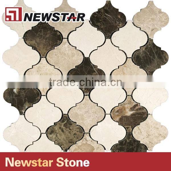 Grade First Quality Spanish Marble Crema Marfil Polished Lantern Shaped Mosaic Tiles