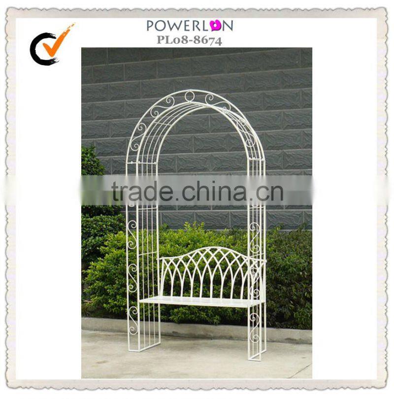 vintage flower arch with bench