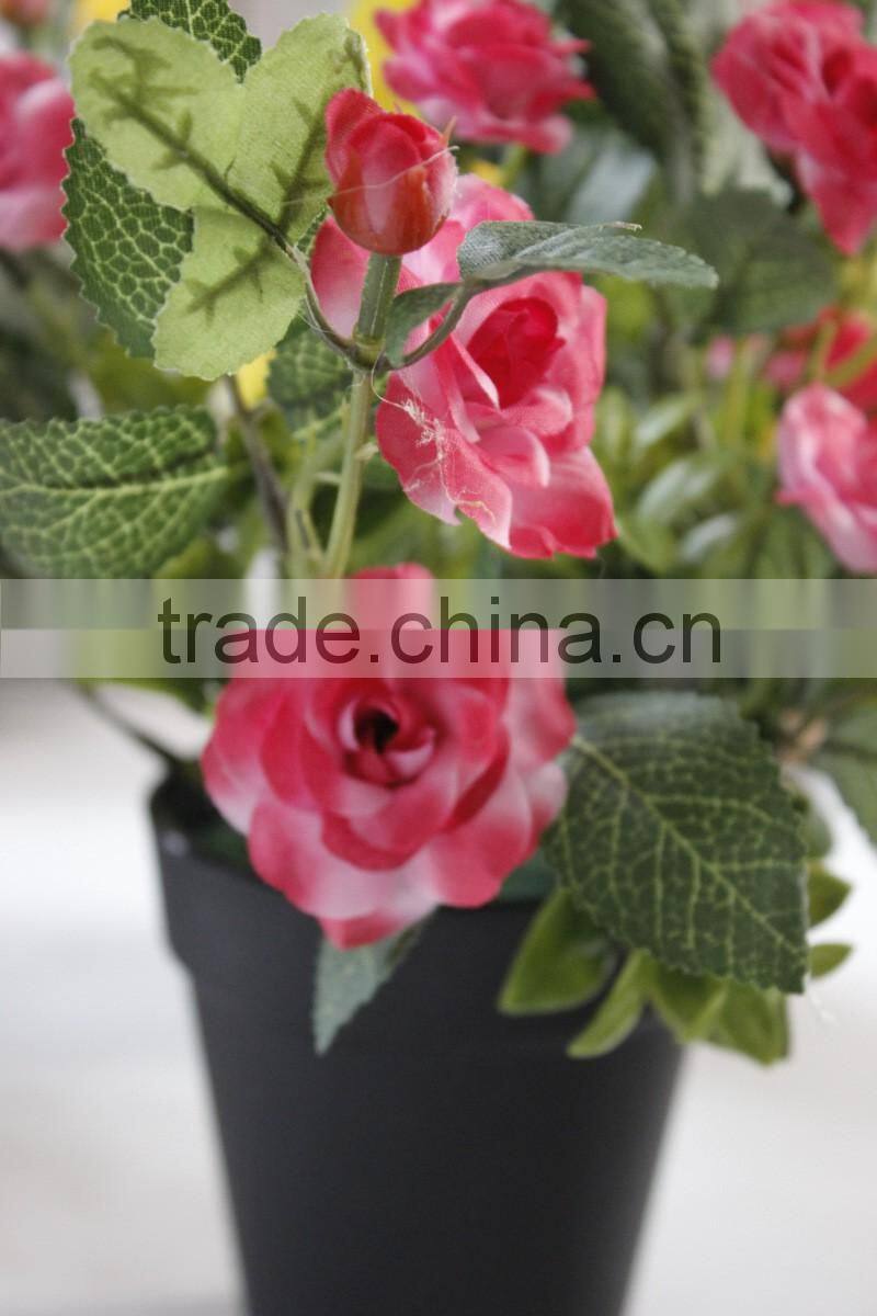 Home wedding decoration artificial silk roses small potted bonsai