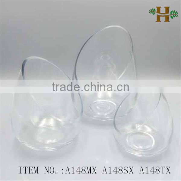 handblown cut bevel glass candle holder